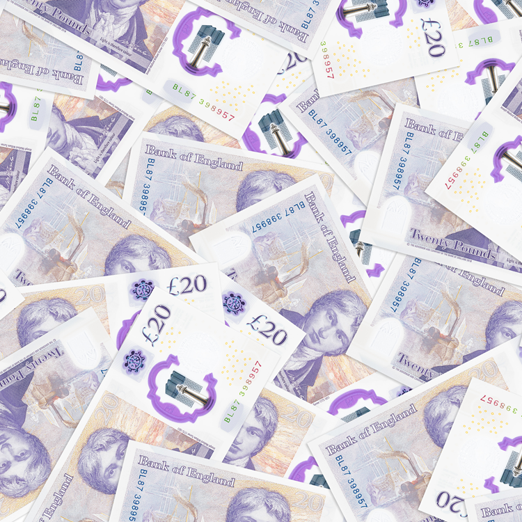 20 Pound Note Pile